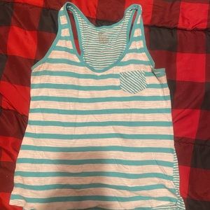 Light blue and white tank top